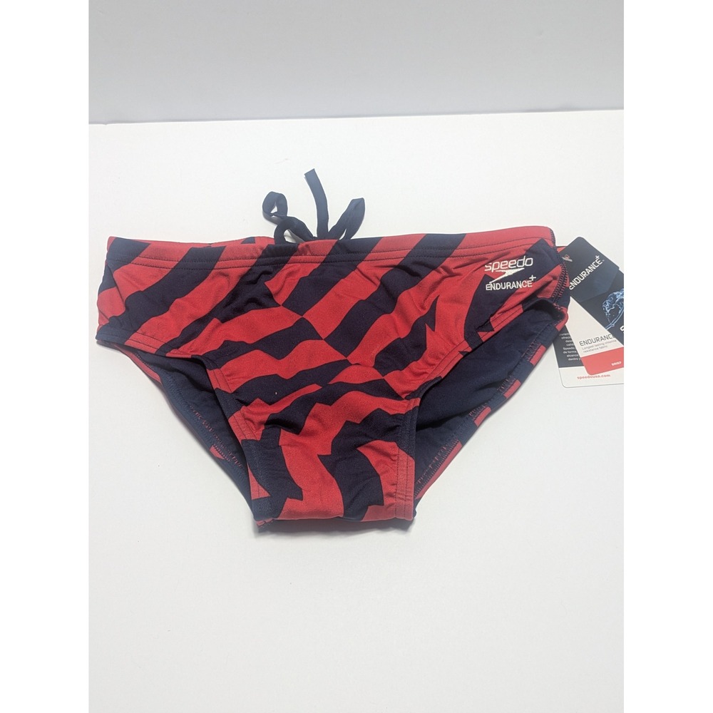 Speedo Mens Vortex Maze Endurance+ Swim Brief Red Navy Blue Size 32